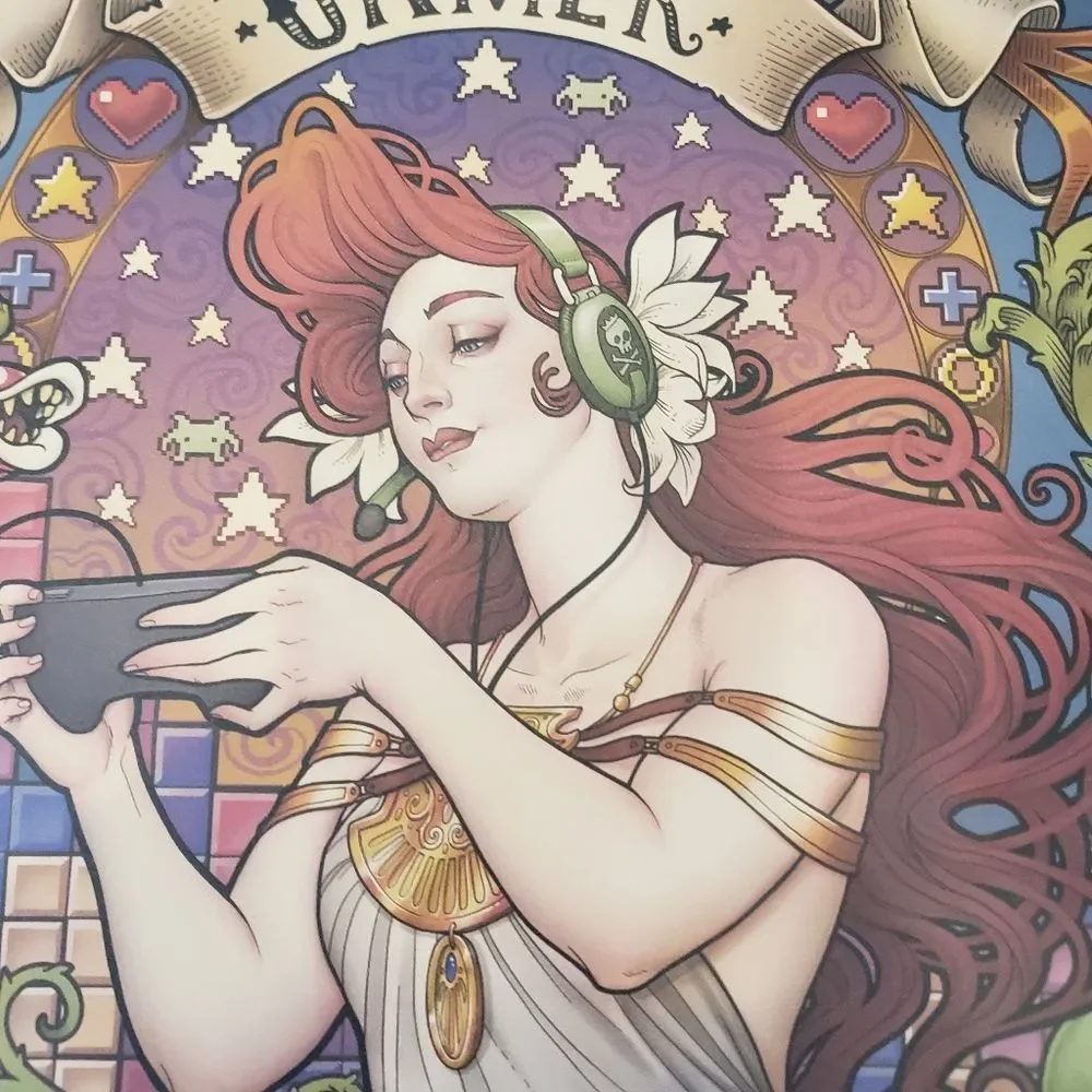 Displate Gamer Girl Nouveau Art Metal Print - Picture 9 of 12